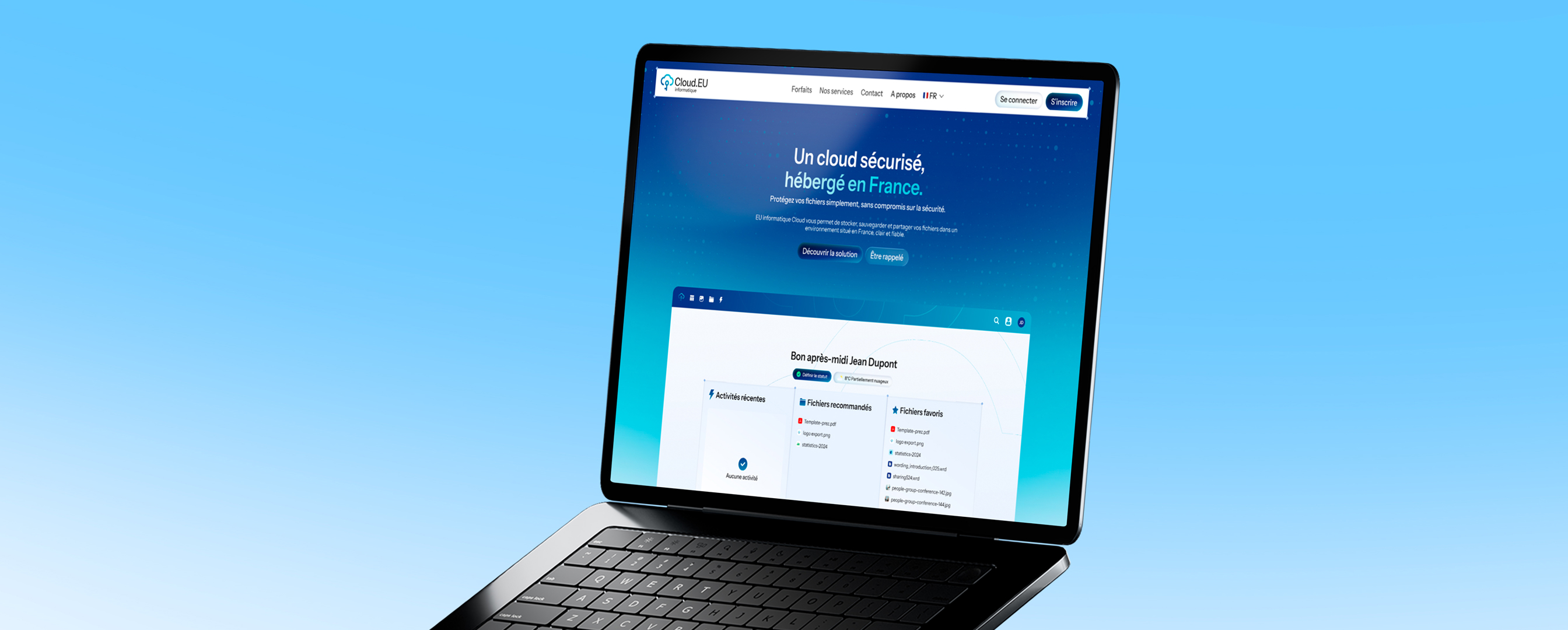 Cloud.EU — mockup laptop Un cloud sécurisé, hébergé en France