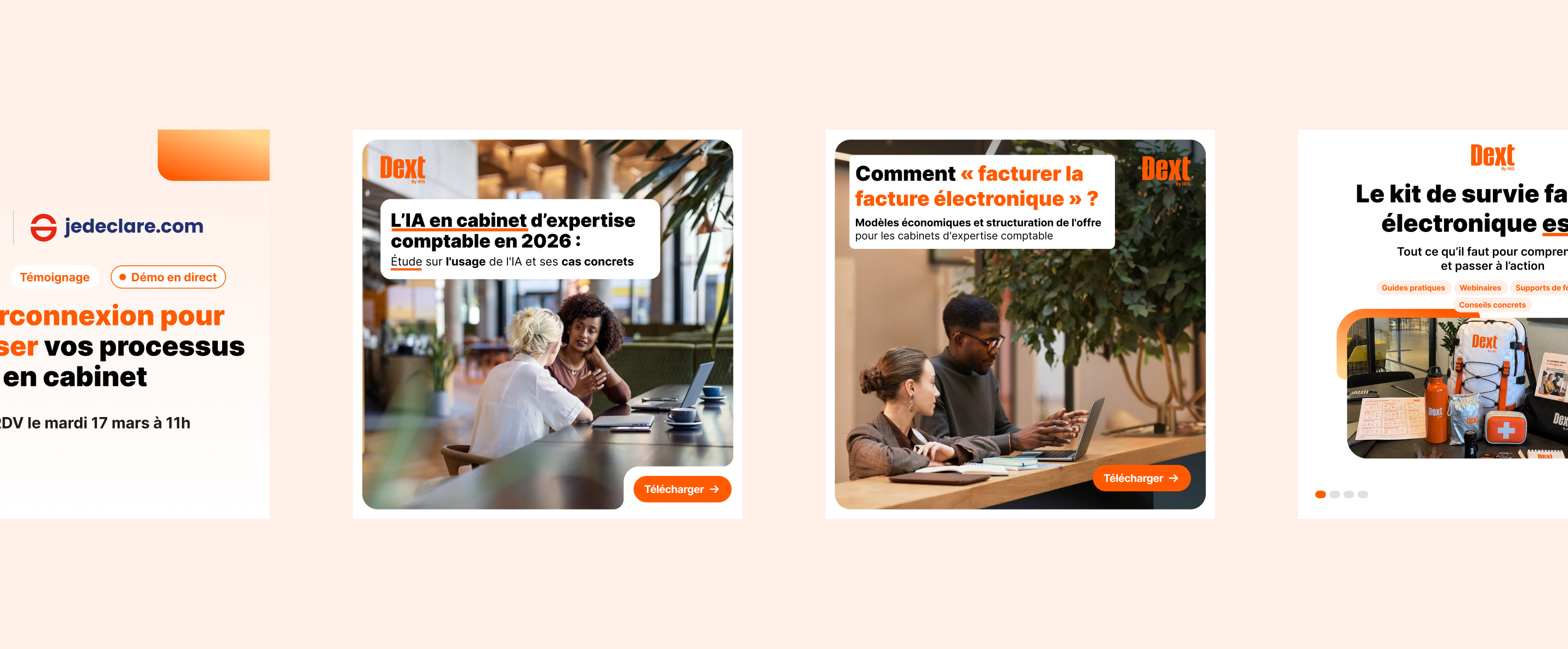 Dext — planche de cartes réseaux sociaux