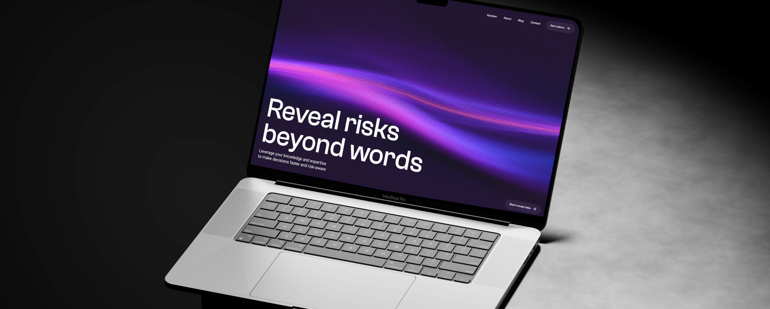 Dylogy — mockup laptop Reveal risks beyond words