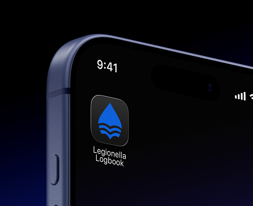 Legionella Logbook — mockup mobile app