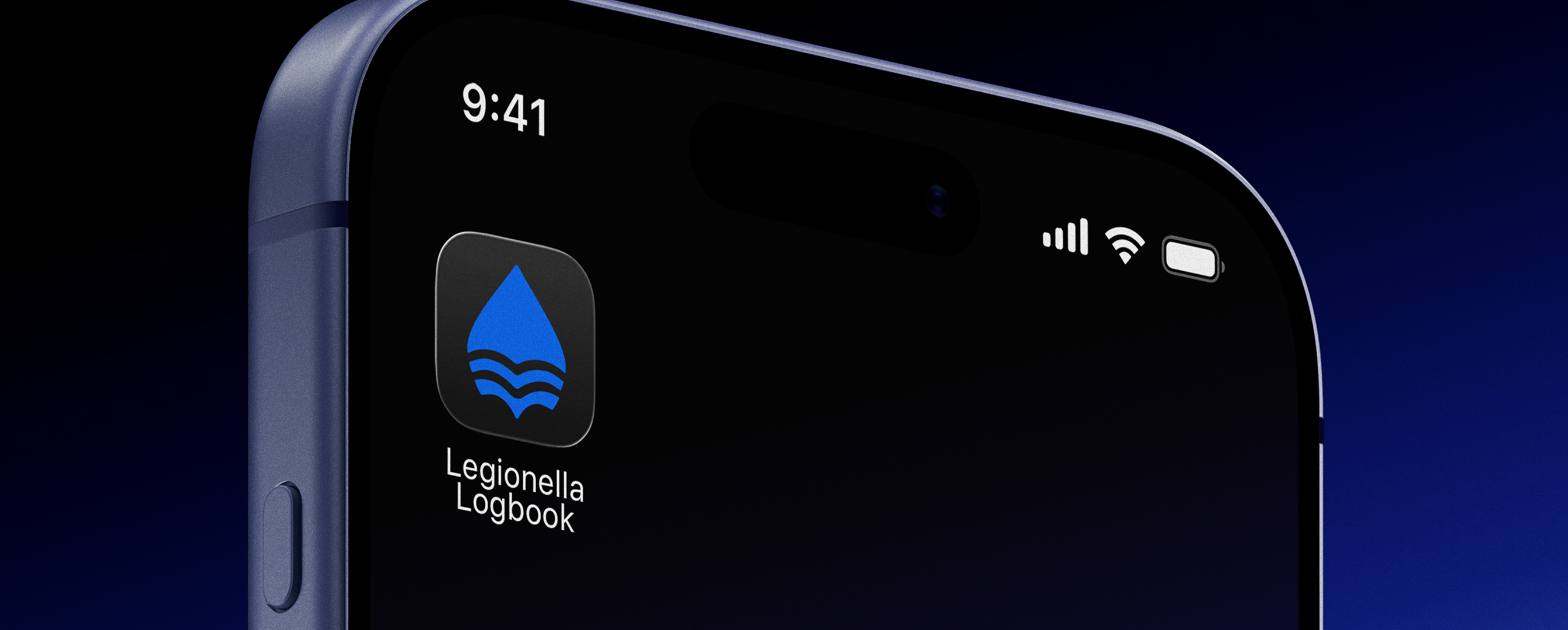 Legionella Logbook — plan rapproché app sur iPhone