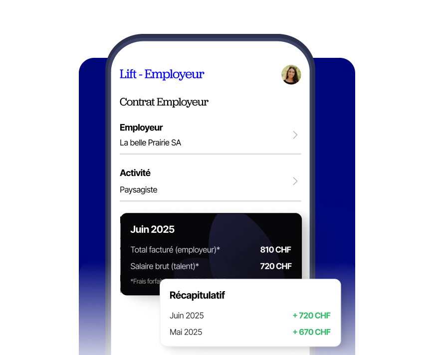 Lift — mockup mobile récapitulatif de paie